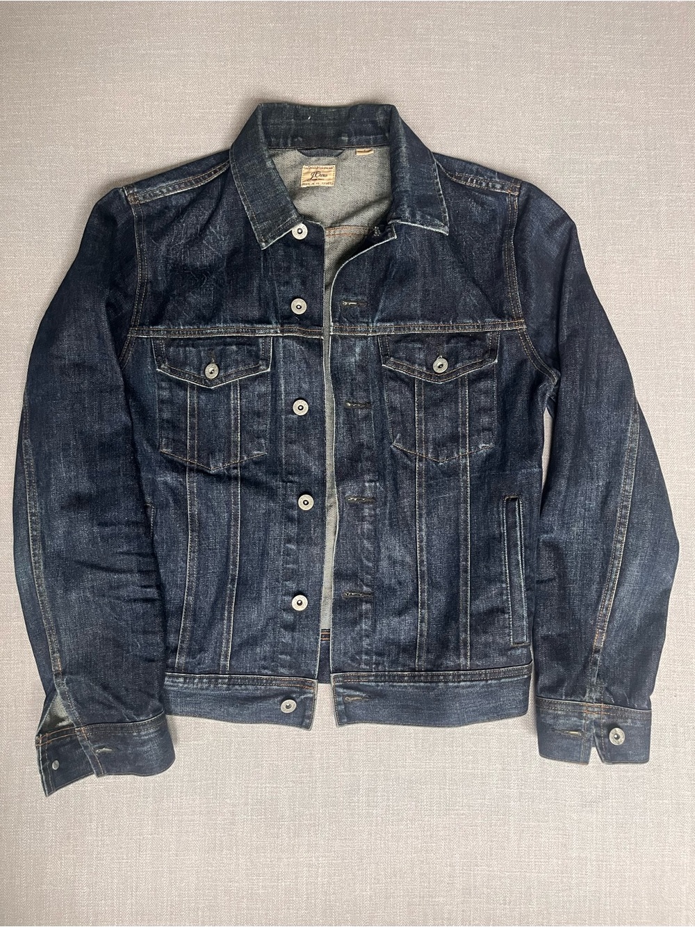 Men's Kaihara Japanese Denim Classic Trucker Jacket in Dark Indigo Wash